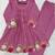 Trendy pink floral cutwork hem tunic top with trouser