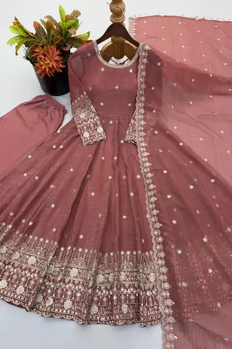Oniun heavily embroidered anarkali suit set
