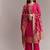 Women's rani pink banarasi woven kurta palazzo set with heavy jacquard dupatta for festival & wedding wear