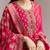 Women's rani pink banarasi woven kurta palazzo set with heavy jacquard dupatta for festival & wedding wear