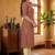 Maroon cotton blend geometric printed kurta for women