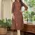 Maroon cotton blend geometric printed kurta for women