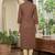 Maroon cotton blend geometric printed kurta for women