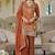 Orange embroidered roman silk salwar suit