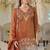 Orange embroidered roman silk salwar suit