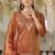 Orange embroidered roman silk salwar suit