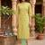 Yellow cotton blend geometric printed kurta for women
