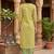 Yellow cotton blend geometric printed kurta for women
