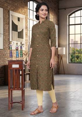 Multicolor cotton blend geometric printed kurta for women 1