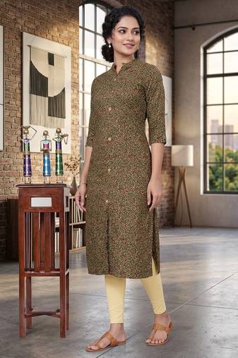 Multicolor cotton blend geometric printed kurta for women