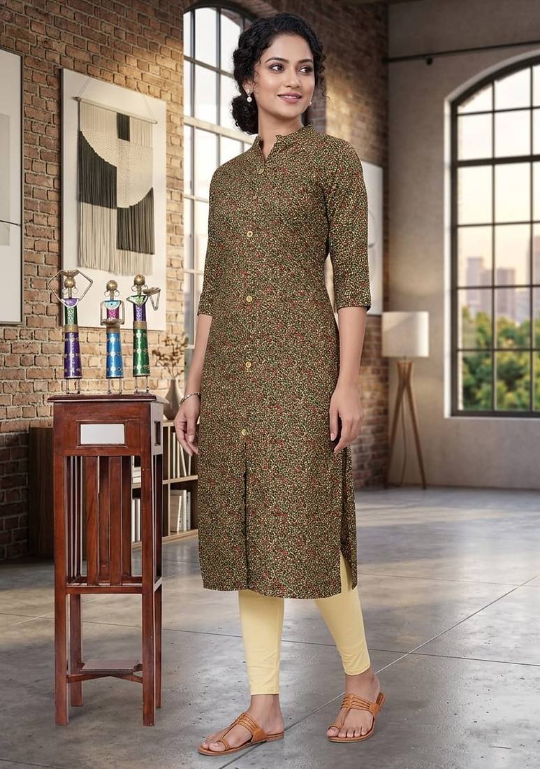 Multicolor cotton blend geometric printed kurta for women