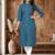 Blue cotton blend geometric printed kurta for women