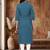 Blue cotton blend geometric printed kurta for women