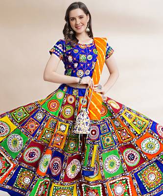 Women's Traditional Cotton Chaniya Choli Set with Dupatta  Free Size (upto 42) 1