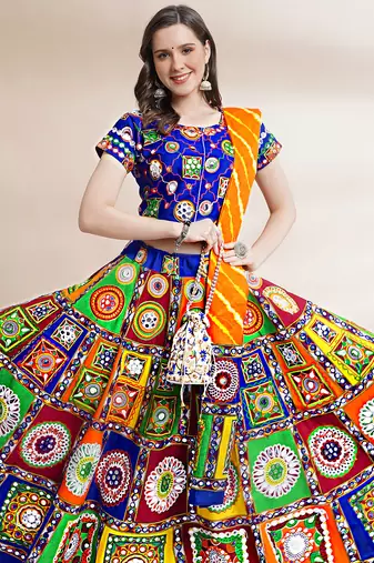 Women's Traditional Cotton Chaniya Choli Set with Dupatta  Free Size (upto XL)