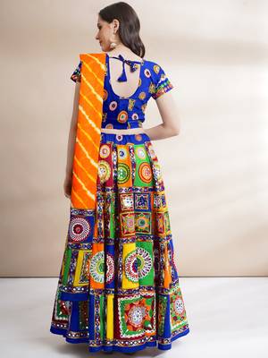 Women's Traditional Cotton Chaniya Choli Set with Dupatta  Free Size (upto 42) 2