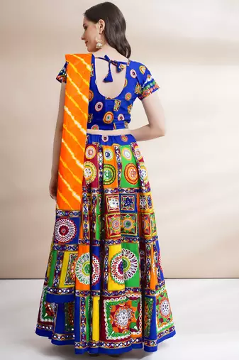 Women's Traditional Cotton Chaniya Choli Set with Dupatta  Free Size (upto XL)