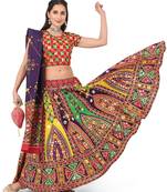 Women's Traditional Cotton Chaniya Choli Set with Dupatta  Free Size (upto 42)