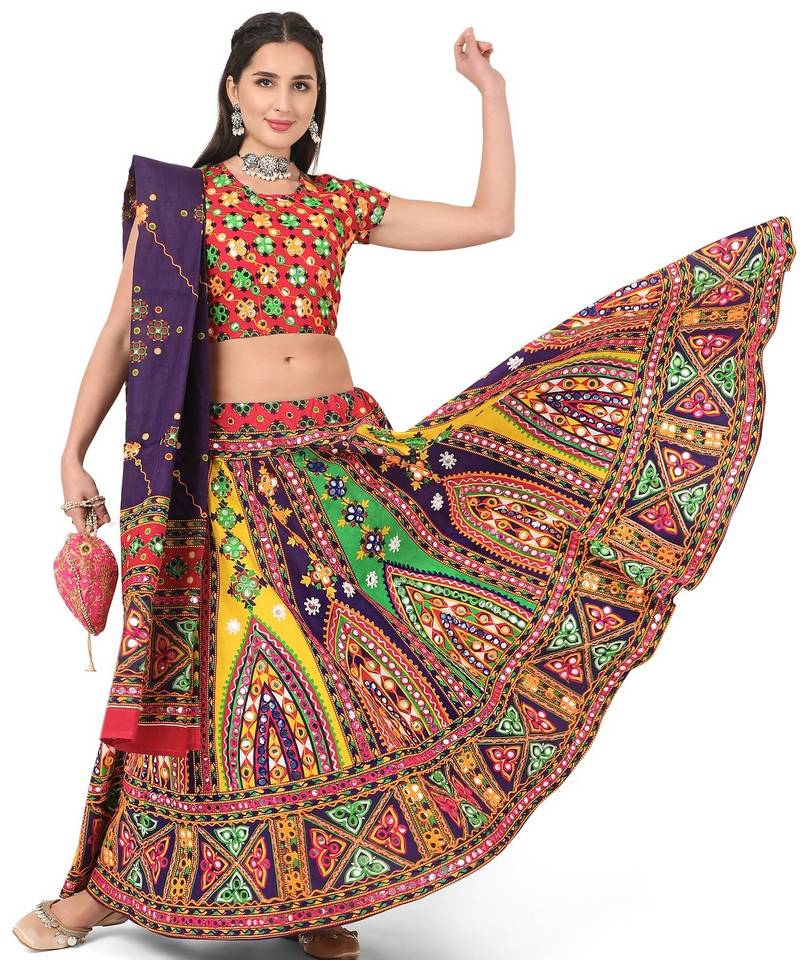Women's Traditional Cotton Chaniya Choli Set with Dupatta  Free Size (upto 42)