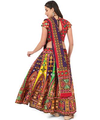 Women's Traditional Cotton Chaniya Choli Set with Dupatta  Free Size (upto 42) 2