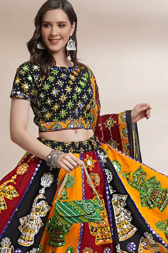  Women's Traditional Cotton Chaniya Choli Set with Dupatta  Free Size (upto XL)