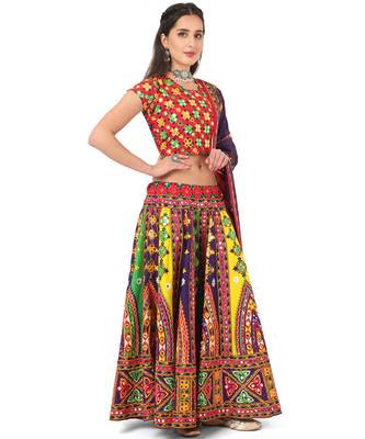 Women's Traditional Cotton Chaniya Choli Set with Dupatta  Free Size (upto 42) 3