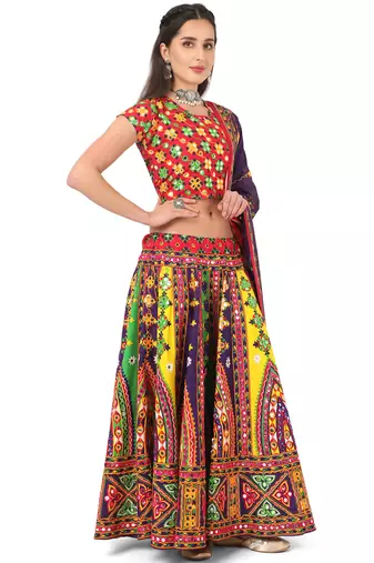 Women's Traditional Cotton Chaniya Choli Set with Dupatta  Free Size (upto XL)