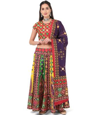 Women's Traditional Cotton Chaniya Choli Set with Dupatta  Free Size (upto 42) 4