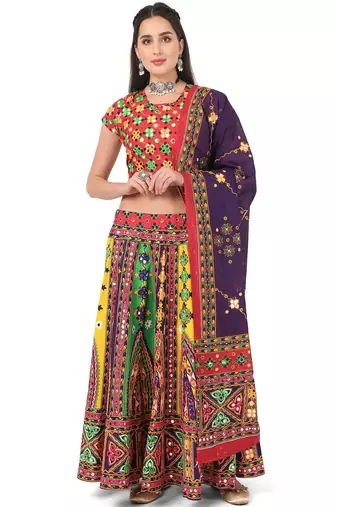 Women's Traditional Cotton Chaniya Choli Set with Dupatta  Free Size (upto XL)