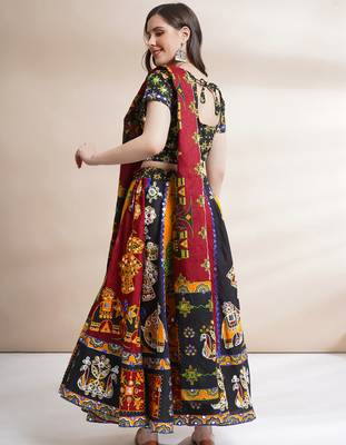  Women's Traditional Cotton Chaniya Choli Set with Dupatta  Free Size (upto 42) 3