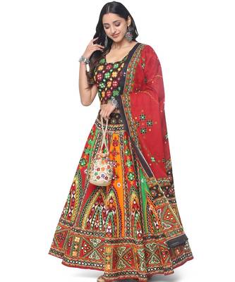  Women's Traditional Cotton Chaniya Choli Set with Dupatta  Free Size (upto 42) 1