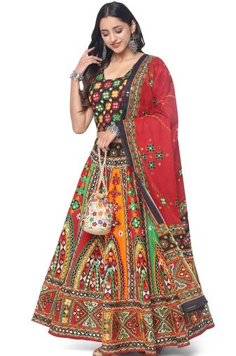  Women's Traditional Cotton Chaniya Choli Set with Dupatta  Free Size (upto 42)