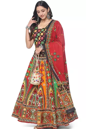  Women's Traditional Cotton Chaniya Choli Set with Dupatta  Free Size (upto XL)