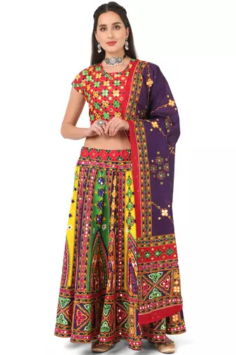 Women's Traditional Cotton Chaniya Choli Set with Dupatta  Free Size (upto XL)