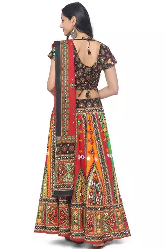  Women's Traditional Cotton Chaniya Choli Set with Dupatta  Free Size (upto XL)