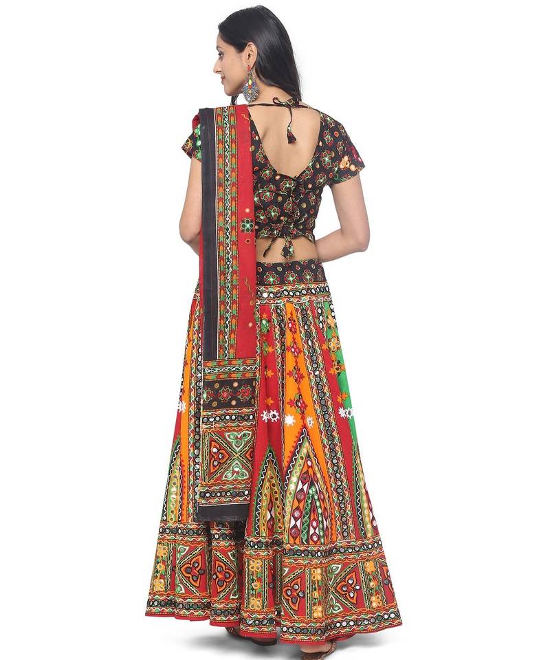  Women's Traditional Cotton Chaniya Choli Set with Dupatta  Free Size (upto 42)