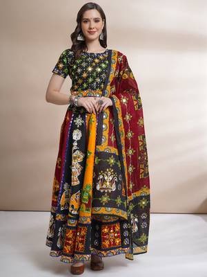 Women's Traditional Cotton Chaniya Choli Set with Dupatta  Free Size (upto 42) 1