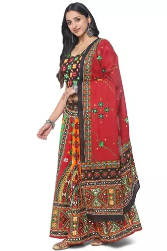  Women's Traditional Cotton Chaniya Choli Set with Dupatta  Free Size (upto XL)