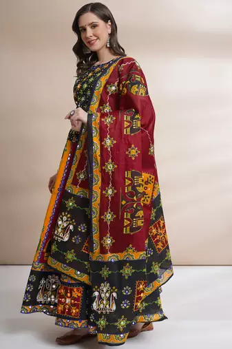  Women's Traditional Cotton Chaniya Choli Set with Dupatta  Free Size (upto XL)