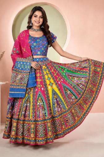  Women's Traditional Cotton Chaniya Choli Set with Dupatta  Free Size (upto 42)