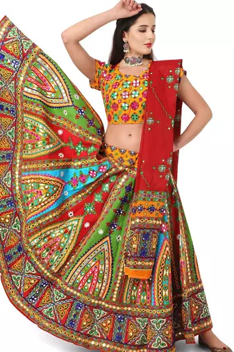  Women's Traditional Cotton Chaniya Choli Set with Dupatta  Free Size (upto XL)