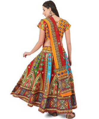  Women's Traditional Cotton Chaniya Choli Set with Dupatta  Free Size (upto 42) 2