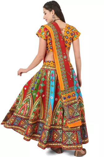  Women's Traditional Cotton Chaniya Choli Set with Dupatta  Free Size (upto XL)