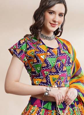  Women's Traditional Cotton Chaniya Choli Set with Dupatta  Free Size (upto 42) 2