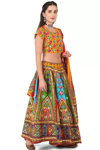  Women's Traditional Cotton Chaniya Choli Set with Dupatta  Free Size (upto XL)