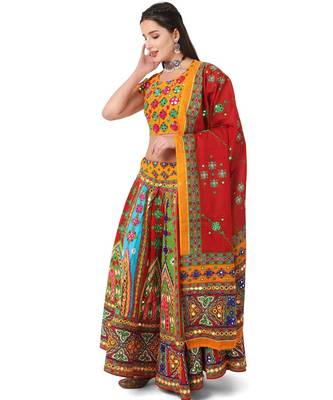  Women's Traditional Cotton Chaniya Choli Set with Dupatta  Free Size (upto 42) 4