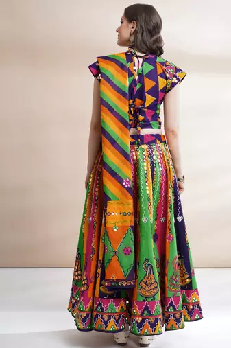  Women's Traditional Cotton Chaniya Choli Set with Dupatta  Free Size (upto XL)