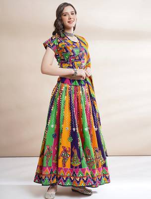  Women's Traditional Cotton Chaniya Choli Set with Dupatta  Free Size (upto 42) 5