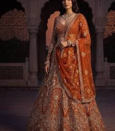 Orange color Embroidery Sequins Work Net Lehenga Choli set  