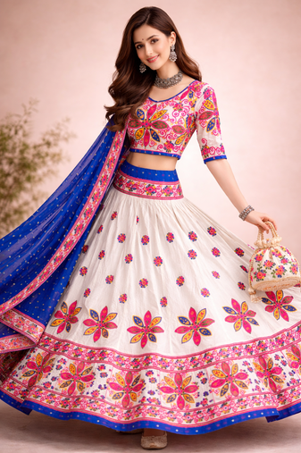  Women's 3-Piece Chaniya Choli Set with Dupatta  Free Size (upto 42)